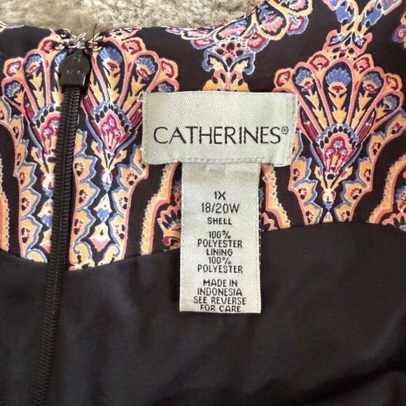 Catherines Women Dress Plus 1X Colorful Flowy Chiffon Feminine Boho Hippie Relax - Picture 8 of 8